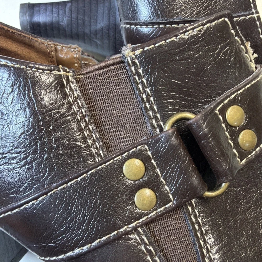 Aerosoles Women‎ Fascination Ankle Booties Brown Square Toe Sz 7.5